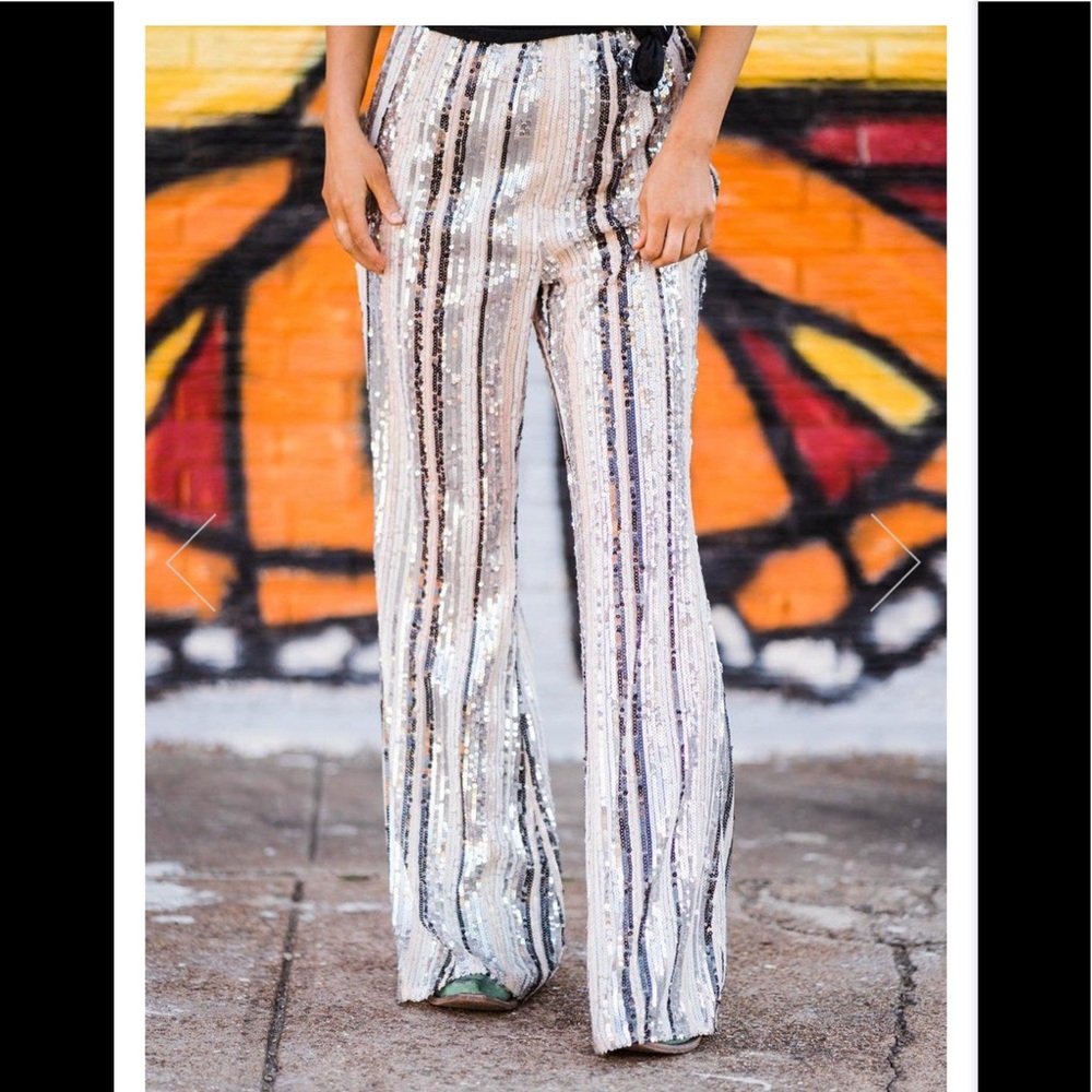 “Memories to burn” sequin flare pants Large